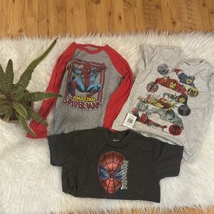 Two short sleeve and one long sleeve Spider-Man bundle. Size 6.